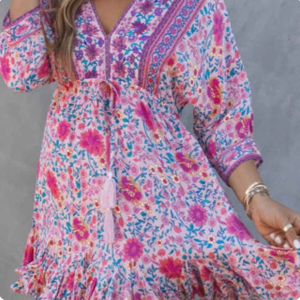 Floral Pink Bohemian Dress